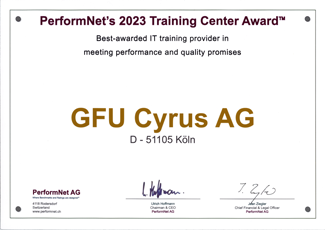 PerformNet's 2023 Training Center Award